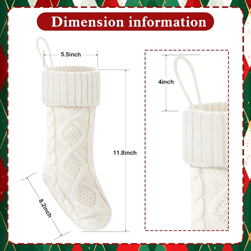 Doitory Store Christmas Stockings 18 Inches,Long Knitted Socks Christmas Decoration Hanging Stocking Fireplace Xmas Tree Stocking for Home Family（2white+2gray） - Image 5